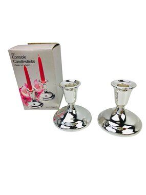 Wm. A. Rogers Oneida Silversmiths Vintage Silverplate Console Candlesticks Pair